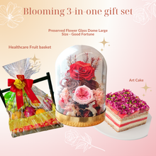 Load image into Gallery viewer, Hong Kong Premium Gift Set 3-in-one Glass Dome+Cake+Fruit Basket 喜悅豐盛
